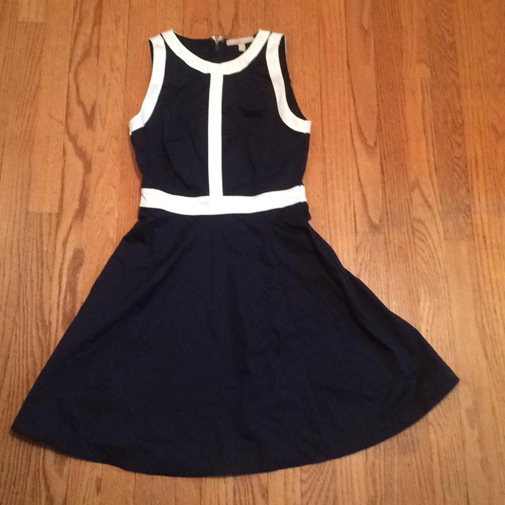 Navy blue and white dress